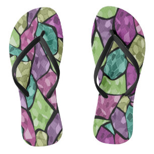 Abstraktes modernes Glasmosaikfliesen-Muster hell  Flip Flops