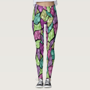 Abstraktes modernes Glasmosaikfliesen-Muster hell  Leggings