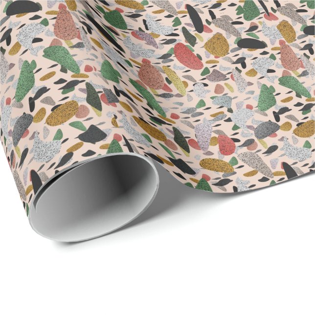 Abstraktes modernes künstlerisches Terrazzo-Stilmu Geschenkpapier (Rolleneckpunkt)