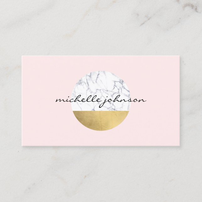 Abstraktes modernes Marmor/Gold-Circle-Logo Rosa I Visitenkarte (Vorderseite)