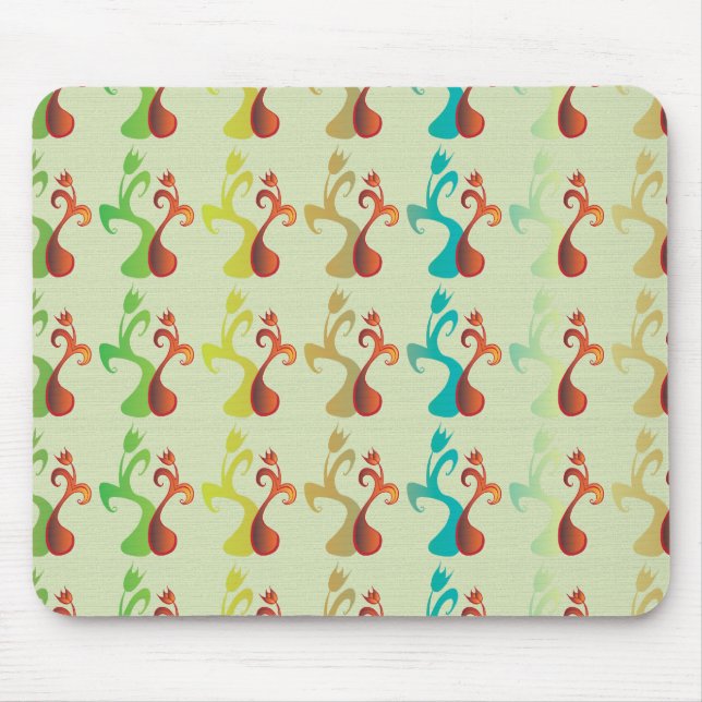 Abstraktes modernes Multicolor-Tulip-Muster Mousepad (Vorne)