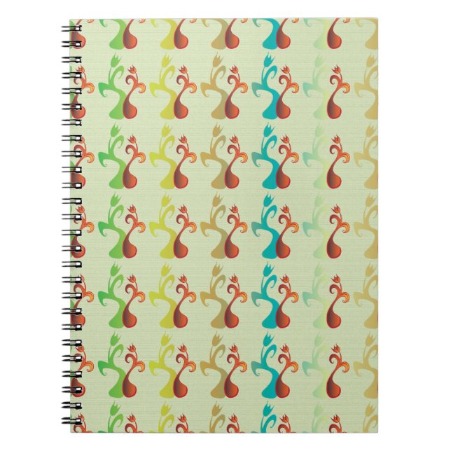 Abstraktes modernes Multicolor-Tulip-Muster Notizblock (Vorderseite)