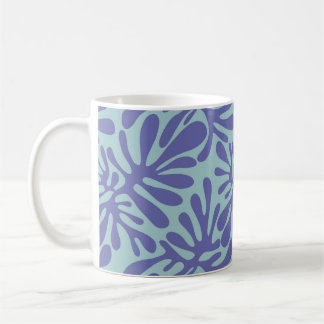 Abstraktes modernes Muster: lila Formen in blau Kaffeetasse