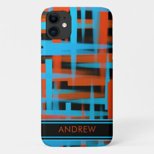 Abstraktes, modernes Orange Blue Strokes Monogram Case-Mate iPhone Hülle