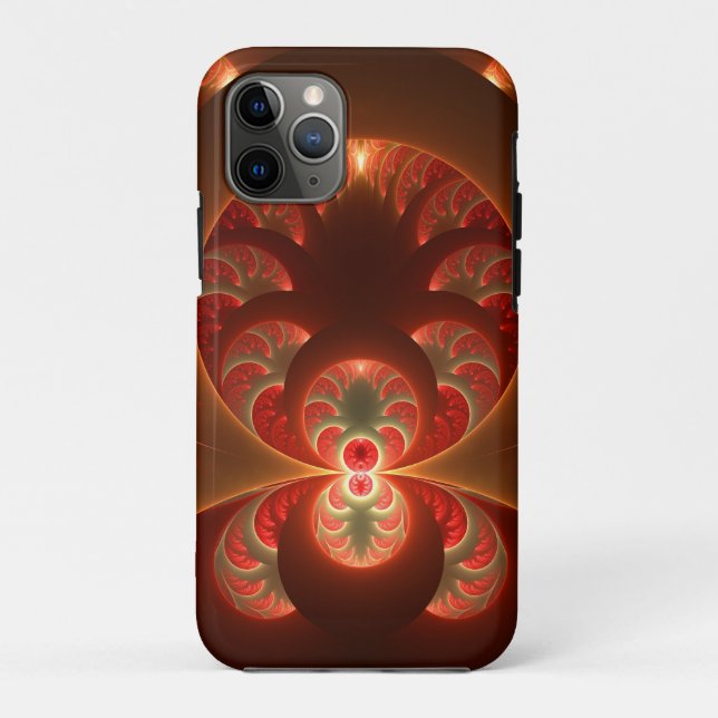 Abstraktes modernes, orangefarbenes Fraktal Case-Mate iPhone Hülle (Rückseite)