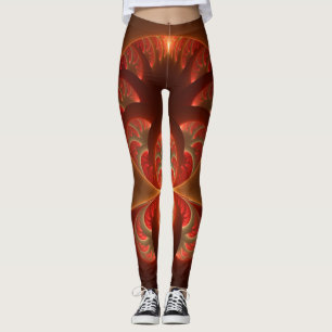 Abstraktes modernes, orangefarbenes Fraktal Leggings