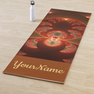 Abstraktes, modernes orangefarbenes Fraktal Name Yogamatte