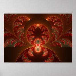 Abstraktes modernes, orangefarbenes Fraktal Poster