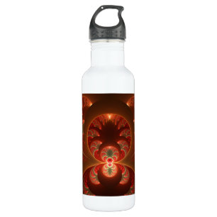 Abstraktes modernes, orangefarbenes Fraktal Trinkflasche