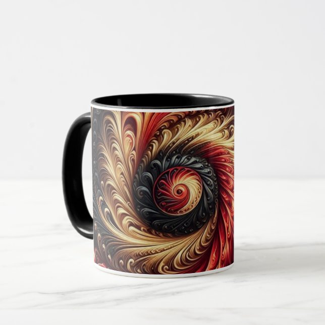Abstraktes, modernes Rot, Schwarz und Gold Tasse (Vorderseite Links)