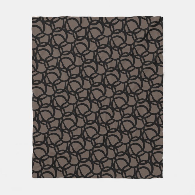 Abstraktes modernes Schwarz-Braun-Muster Fleecedecke (Vorderseite)