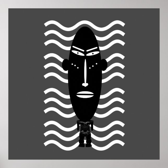 abstraktes modernes Schwarz-Portrait Poster (Vorne)