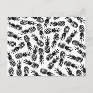 Abstraktes modernes Schwarz-weißes Ananas-Muster Postkarte