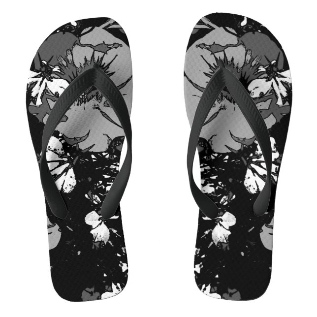 abstraktes, modernes Schwarzweißmuster Flip Flops (Fußbett)
