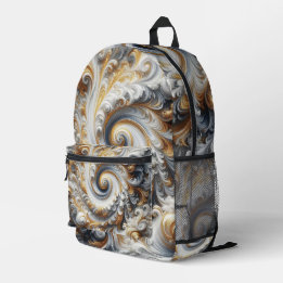 Abstraktes, modernes Swirbelgold, Schwarz und Weiß Bedruckter Rucksack