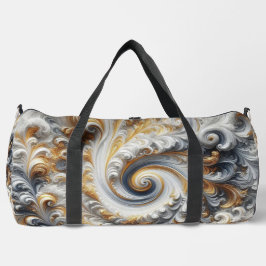 Abstraktes, modernes Swirbelgold, Schwarz und Weiß Duffle Bag