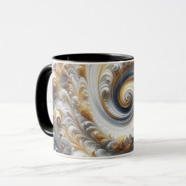 Abstraktes, modernes Swirbelgold, Schwarz und Weiß Tasse