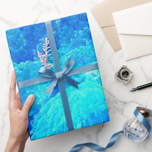 Abstraktes, modernes, türkisfarbenes Mosaik Geschenkpapier (Schenken)
