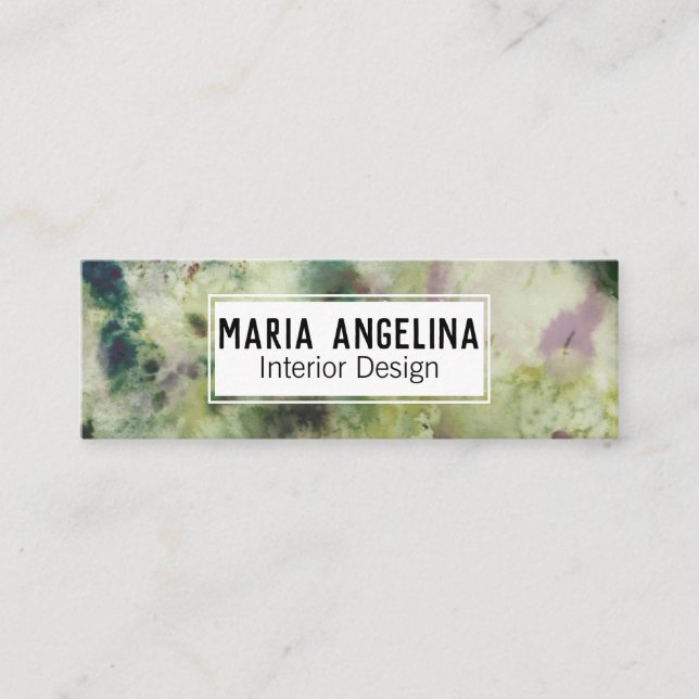Abstraktes, modernes Wasserfarben Mini Visitenkarte (Vorderseite)