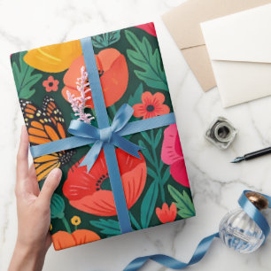 Abstraktes Mohn-Schmetterlinge-Geschenkpapier Geschenkpapier