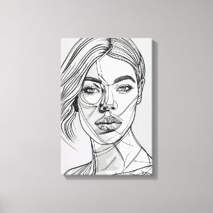 Abstraktes Monchrome-Linie-Portrait Leinwanddruck