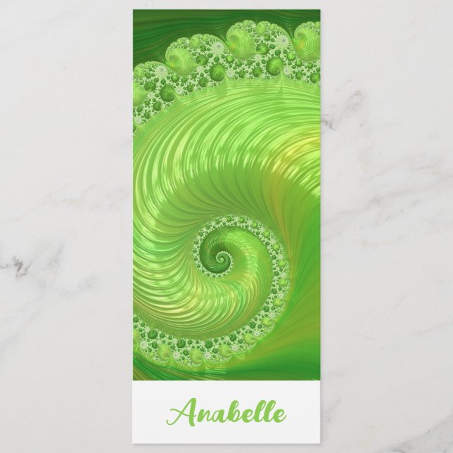 Abstraktes Monochrome Green Spiral Fraktal Lesezei (Vorderseite)