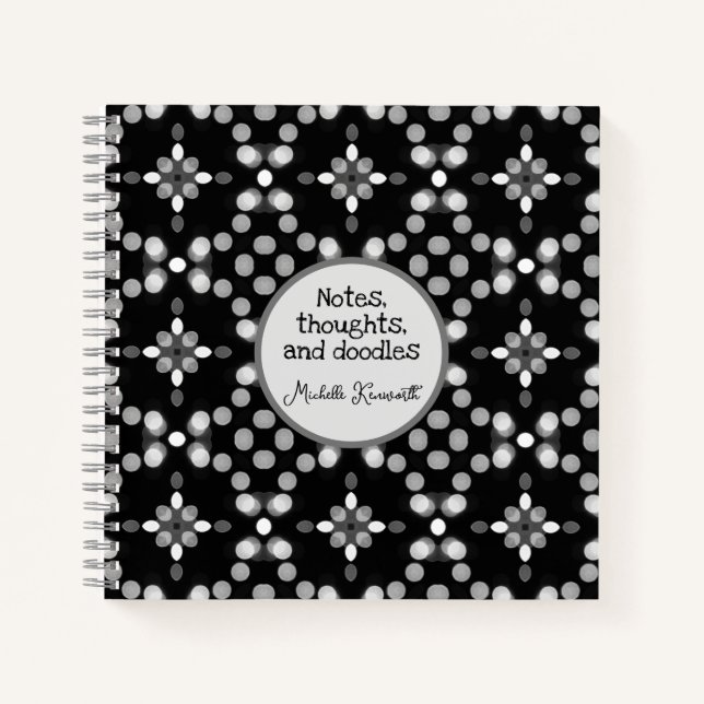 Abstraktes monochromes Bokeh-Dots-Muster Notizbuch (Vorderseite)
