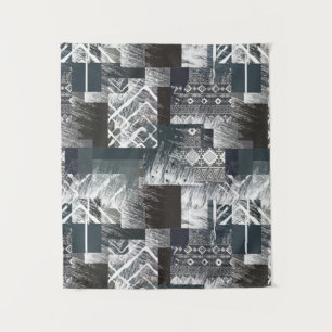 Abstraktes monochromes Patchwork Wandteppich