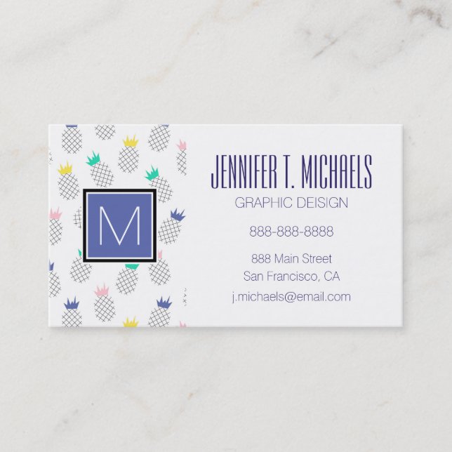 Abstraktes Monogramm der Ananas-| Visitenkarte (Vorderseite)