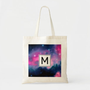 Abstraktes Monogramm für rosa und blaue Galaxie un Tragetasche
