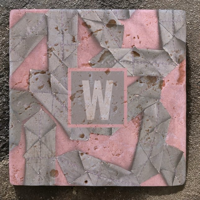 Abstraktes Monogramm personalisiert geometrisch li Steinuntersetzer (Von Creator hochgeladen)