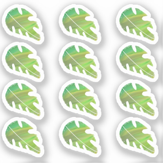 Abstraktes Monstera Leaf Liquid Green Sticker Set (Vorderseite)