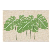 Abstraktes Monstera Wasserfarbe bei Wäsche Leinwan