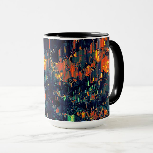 Abstraktes Mosaik eines vertriebenen Lagerfeuers a Tasse (VorderseiteRechts)