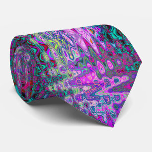 Abstraktes Mosaik Farbige Magenta Wellig Retro Krawatte