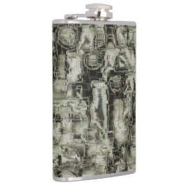 Abstraktes Mosaik in Grautönen Flachmann