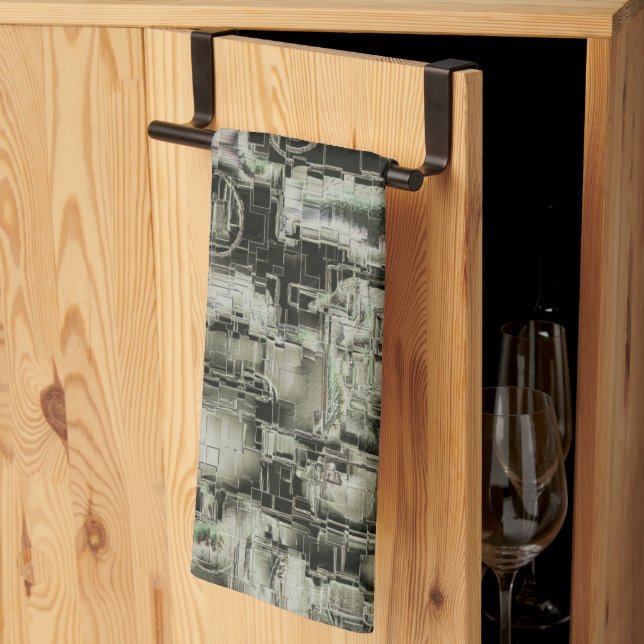 Abstraktes Mosaik in Grautönen Geschirrtuch (Drittel gefaltet)