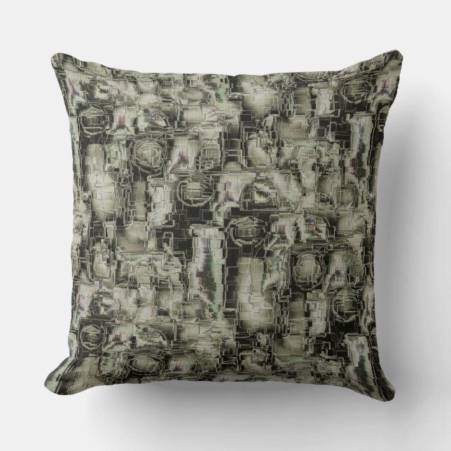 Abstraktes Mosaik in Grautönen Kissen (Vorderseite)