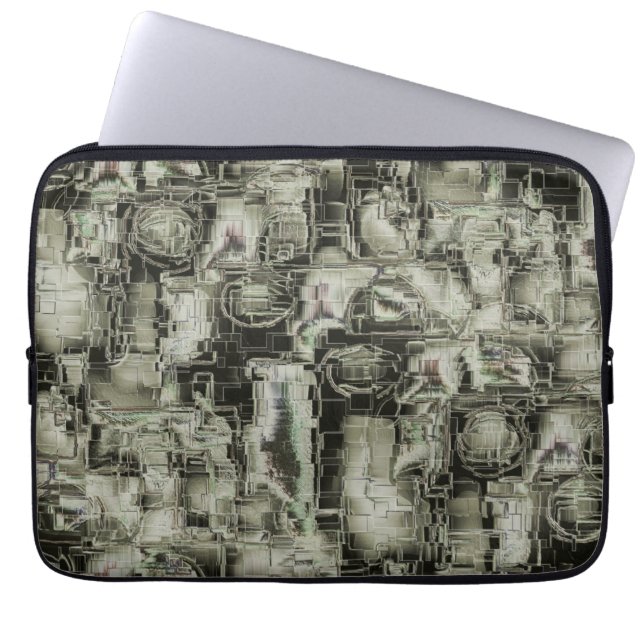 Abstraktes Mosaik in Grautönen Laptopschutzhülle (Vorderseite)