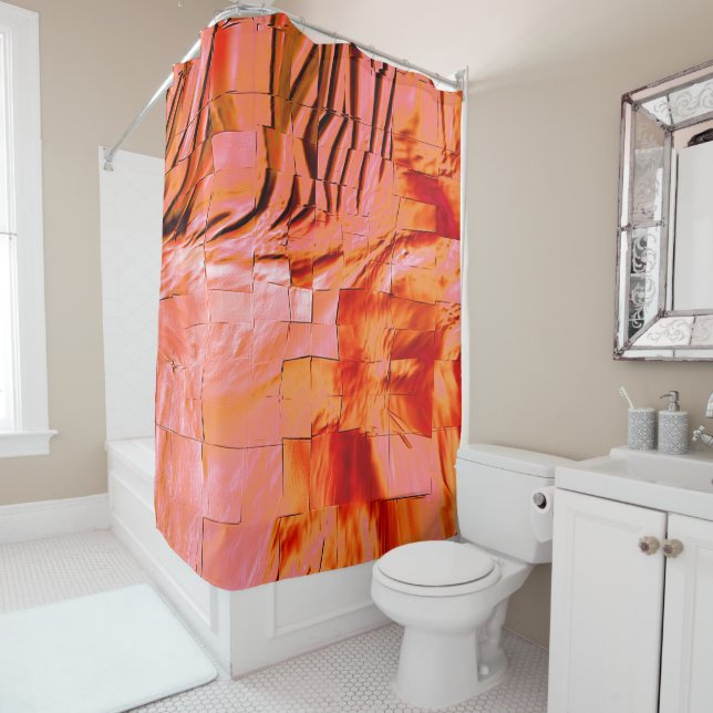 Abstraktes Mosaik, leicht geschnitzt und Perllachs Duschvorhang (Beispiel)