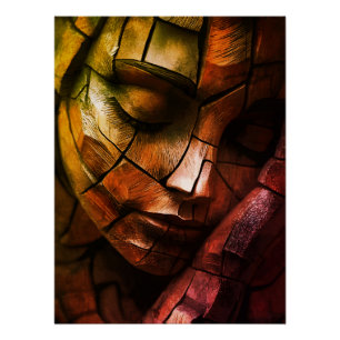 Abstraktes Mosaik Weibliches Gesicht Wandkunst – T Poster