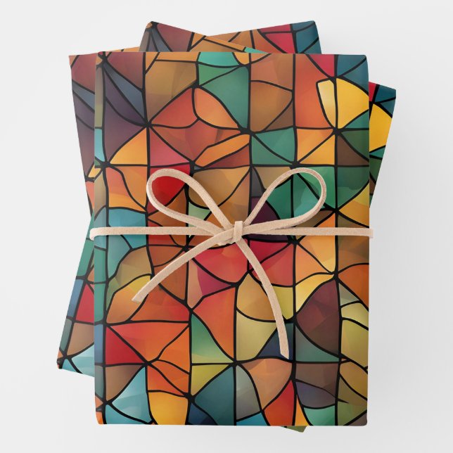 Abstraktes Mosaikmuster Geschenkpapier Set (Beispiel)