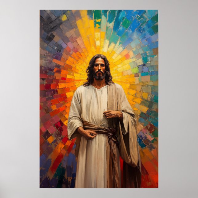 Abstraktes Mosaikprojekt Jesu Christi Poster (Vorne)
