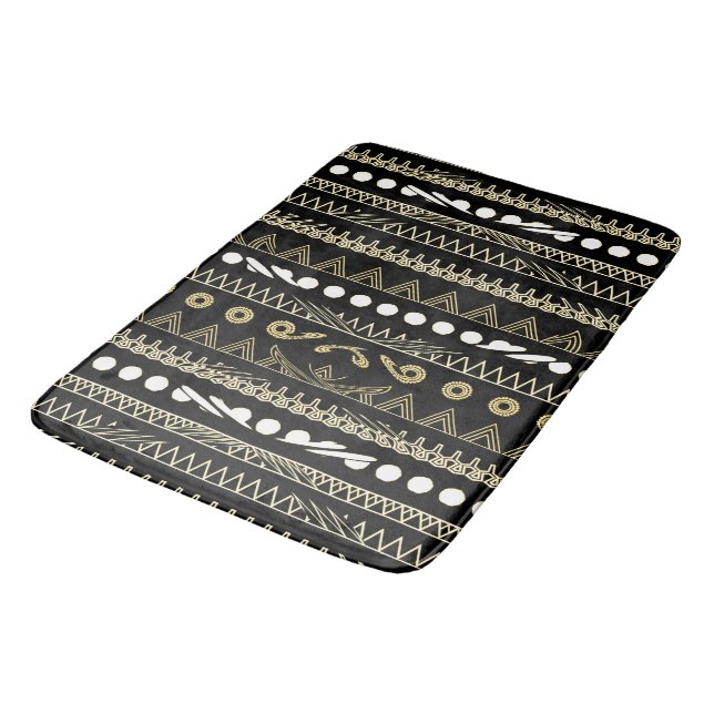 Abstraktes Motif-Design im afrikanischen Stil Badematte (Schrägansicht)