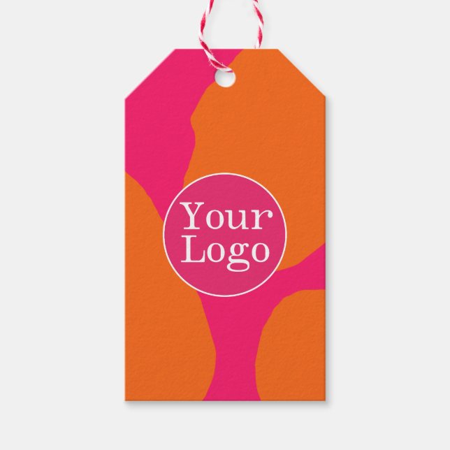 Abstraktes Motiv in Rosa und Orange mit Logo Geschenkanhänger (Vorderseite)
