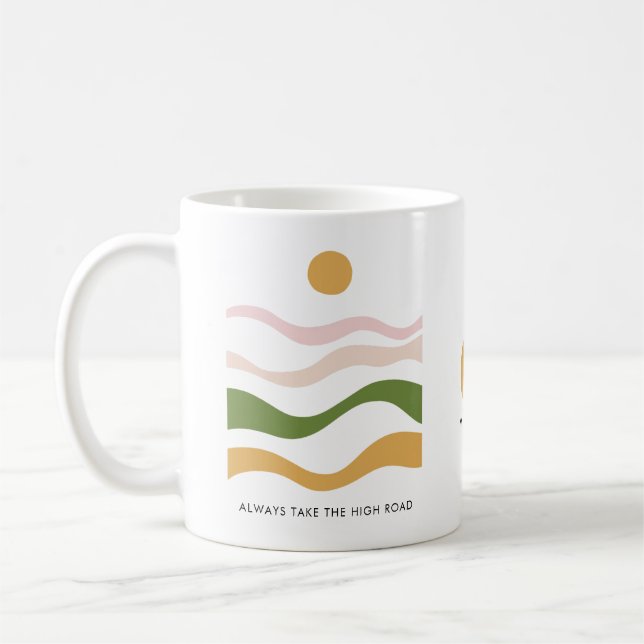 Abstraktes Motivierend Zitat führt auf den Weg Kaffeetasse (Links)