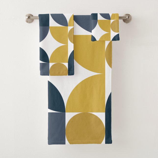 Abstraktes Mustard Geometric Muster Badhandtuch Set (Insitu)
