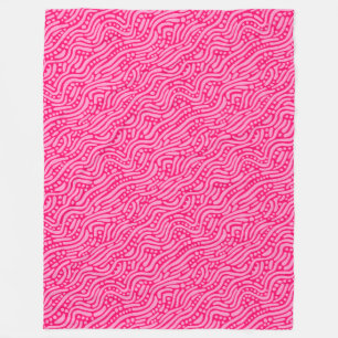 Abstraktes Muster 110523 - Rosa und Neon Rot Fleecedecke