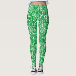 Abstraktes Muster 130621 - Grasgrün auf Weiß Leggings