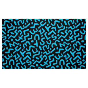 Abstraktes Muster 170822 - Sky Blue on Black Stoff